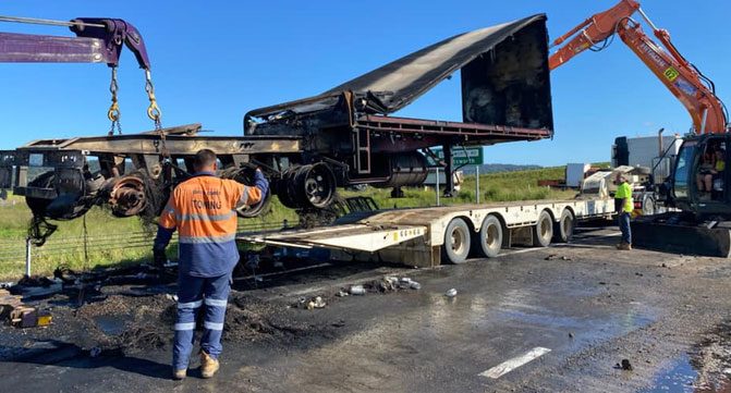 Burned Truck Towing — Towing Services in Mid North Coast